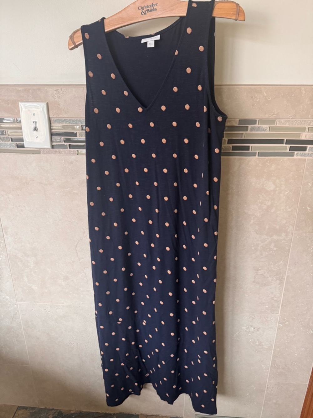 J. Jill Black Maxi Dress with Pink Polka Dots with pockets